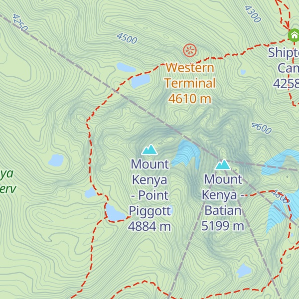 Map of Mount Kenya - Point Piggott