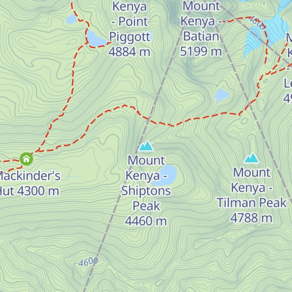 Map of Mount Kenya - Shiptons Peak
