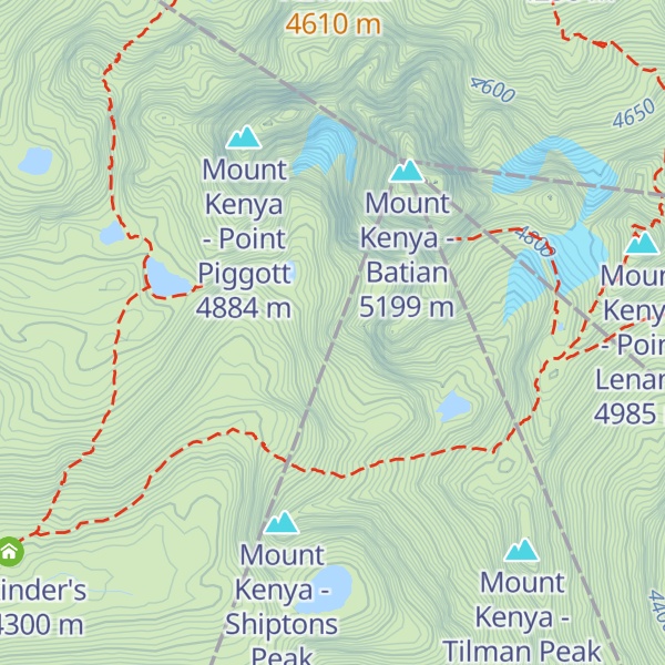 Map of Mount Kenya - Midget Peak