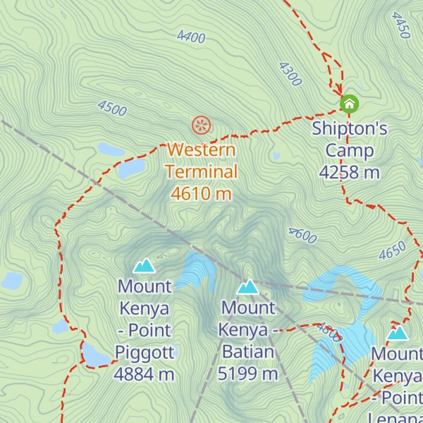 Map of Mount Kenya - Point Peter