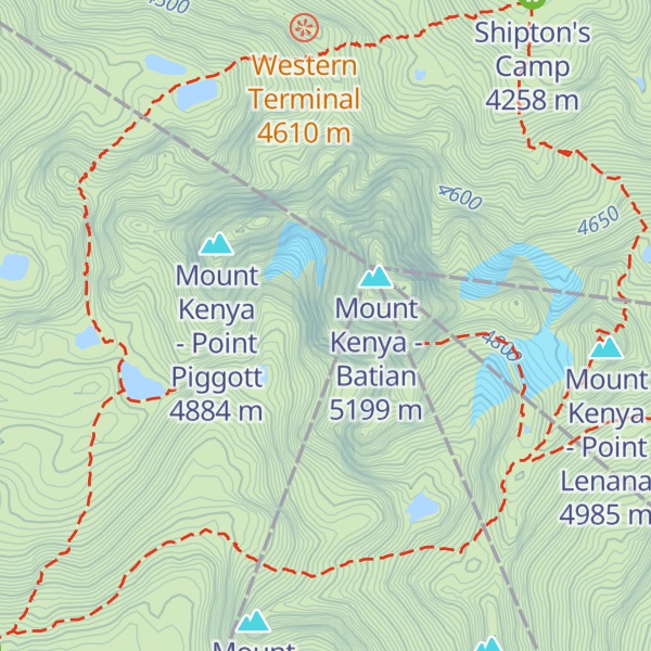 Map of Mount Kenya - Point Slade