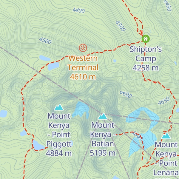 Map of Mount Kenya - Point Dutton