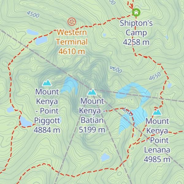Map of Mount Kenya - Batian