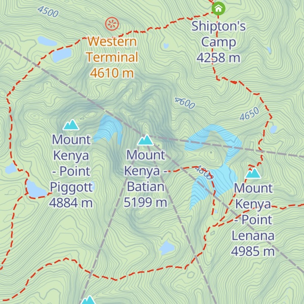 Map of Mount Kenya - Nelion
