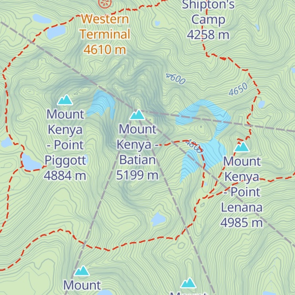 Map of Mount Kenya - Point Melhuish