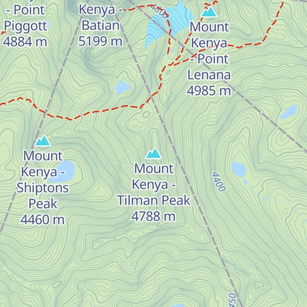 Map of Mount Kenya - Tilman Peak
