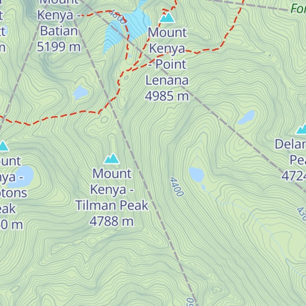Map of Mount Kenya - Three Sisters