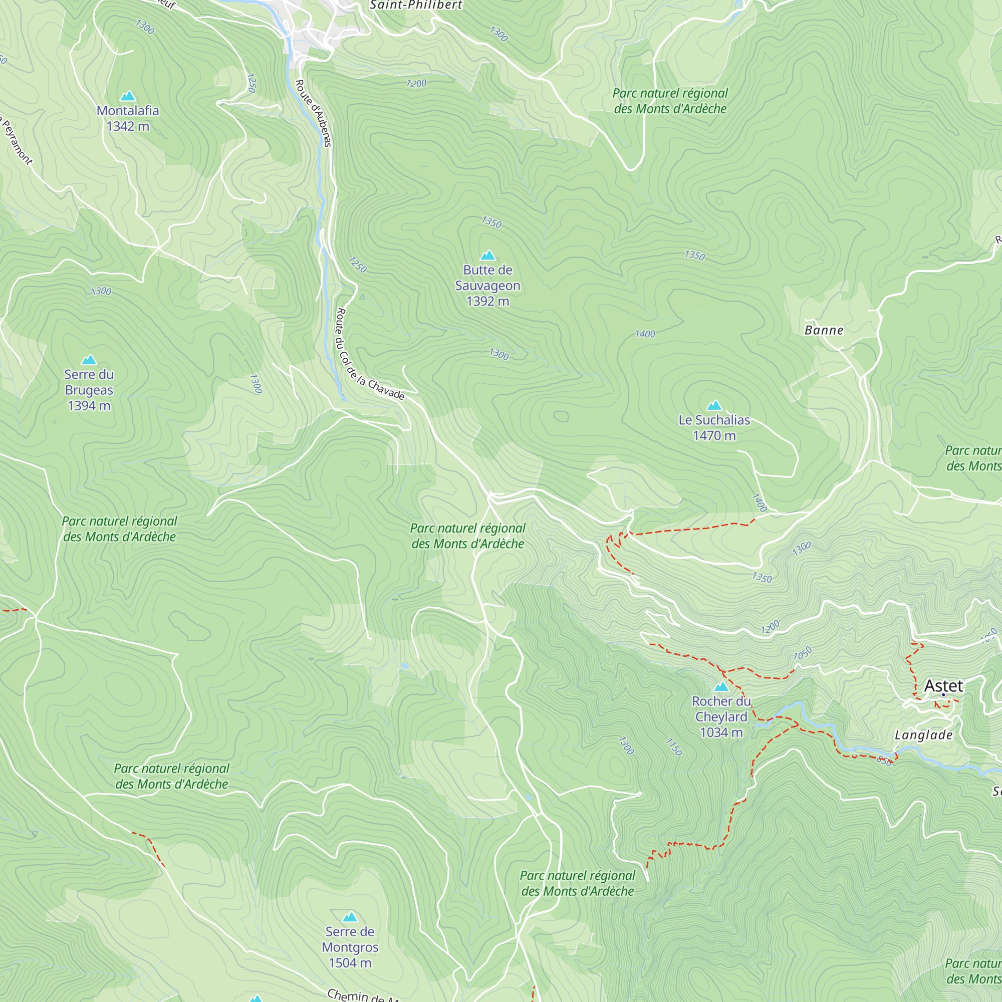 Gîte d'Etape du col de la Chavade map