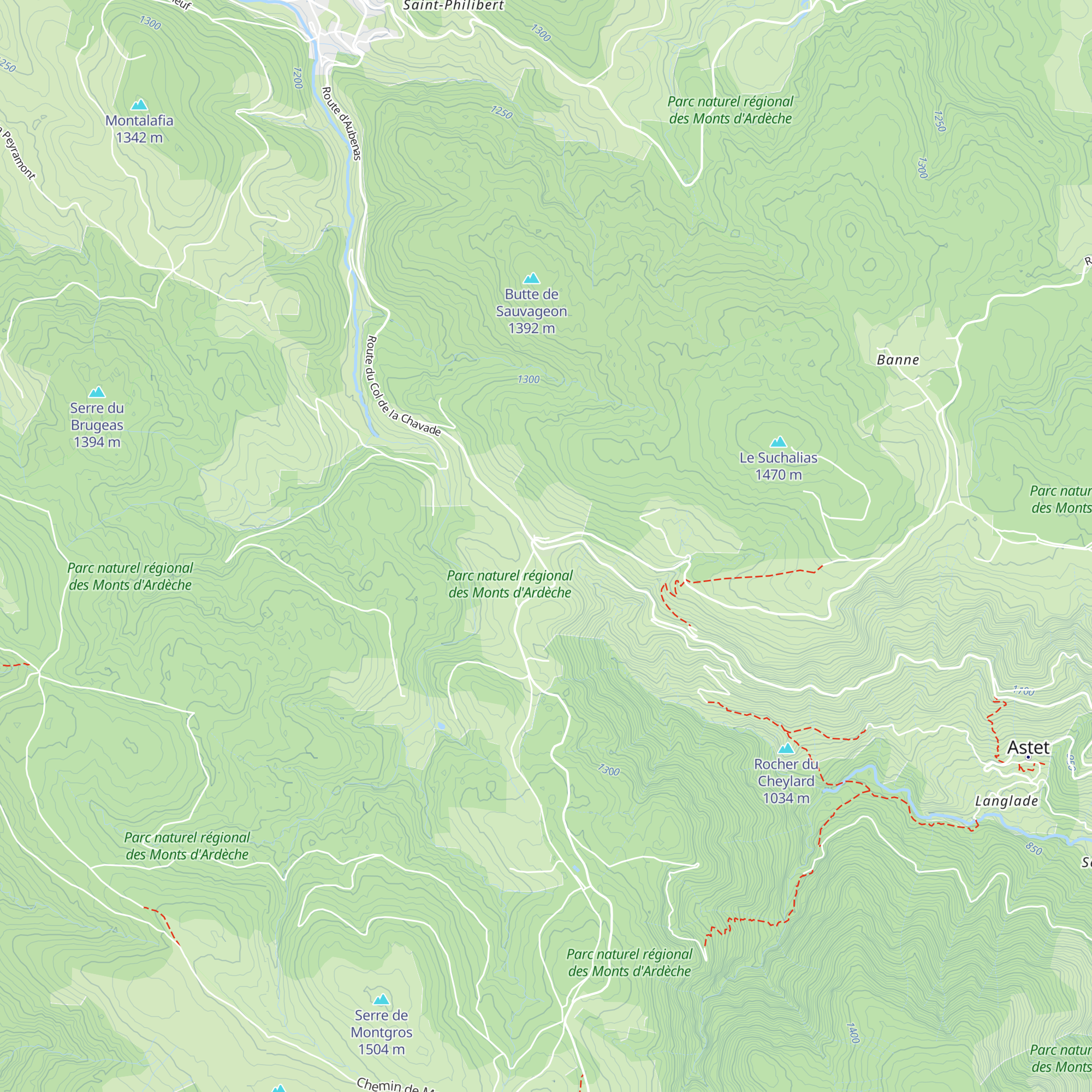 Gîte d'Etape du col de la Chavade map