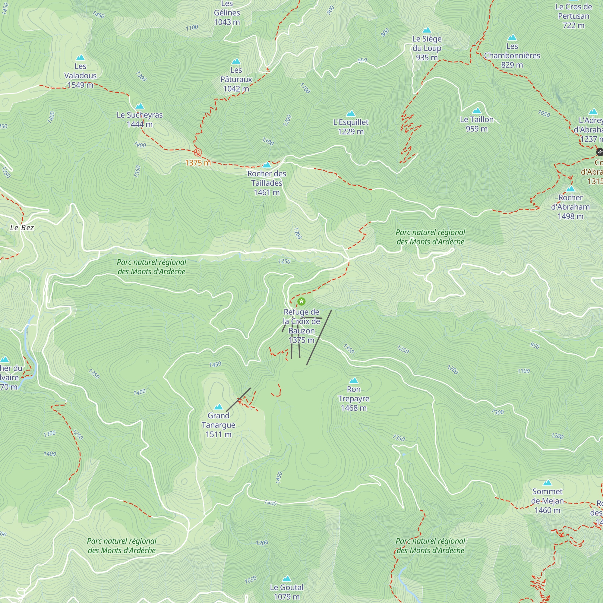Refuge de la Croix de Bauzon map