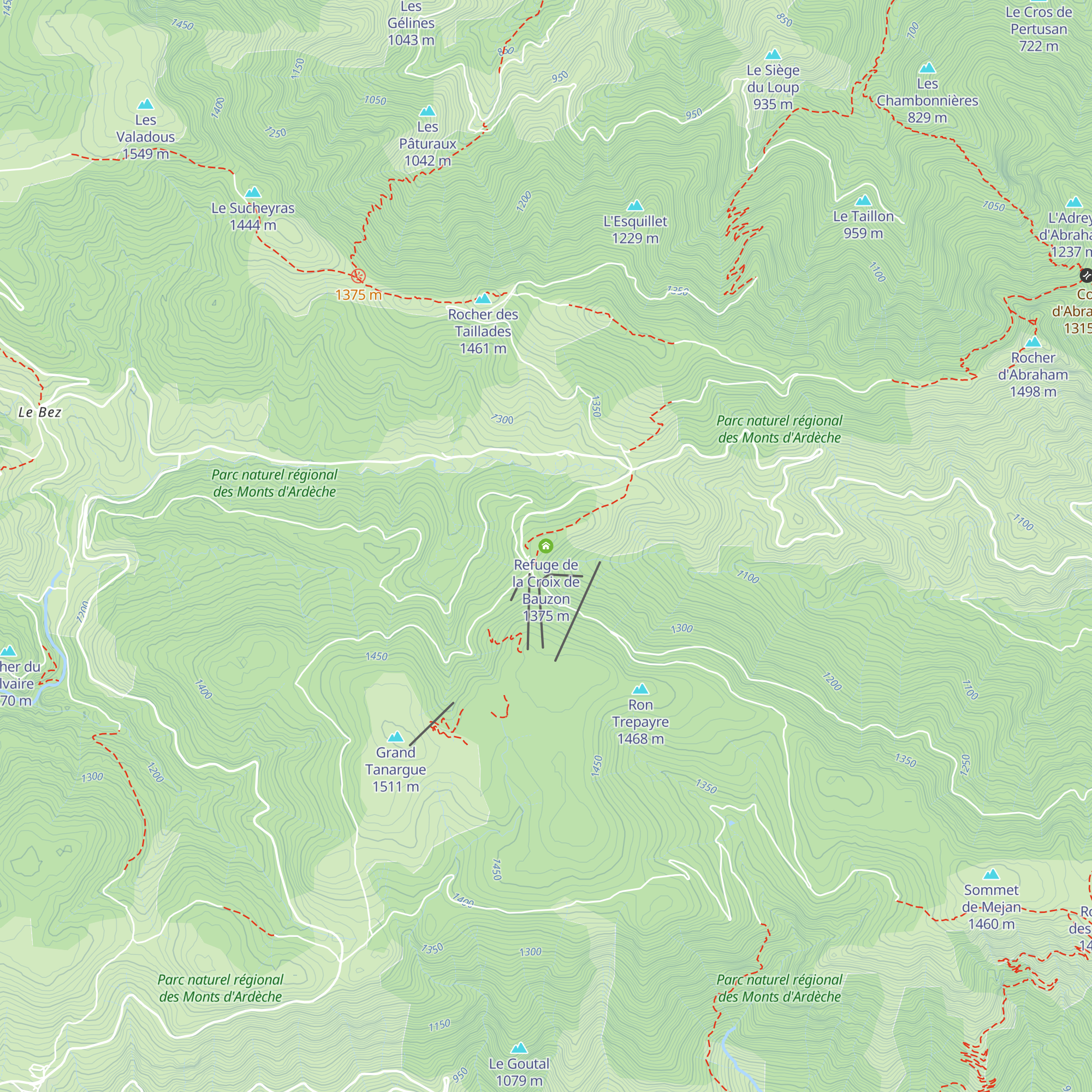 Refuge de la Croix de Bauzon map