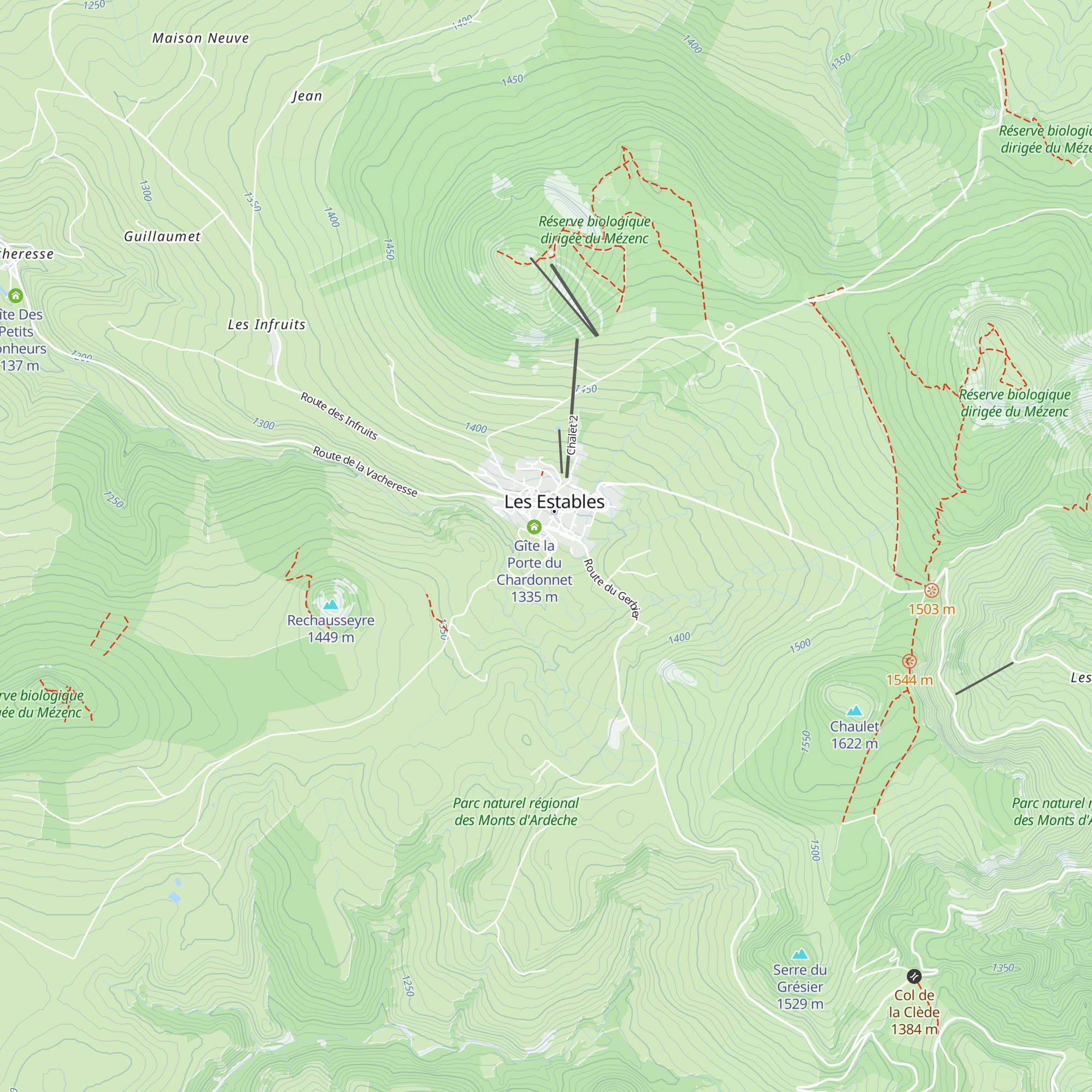 Gîte du Pradel map