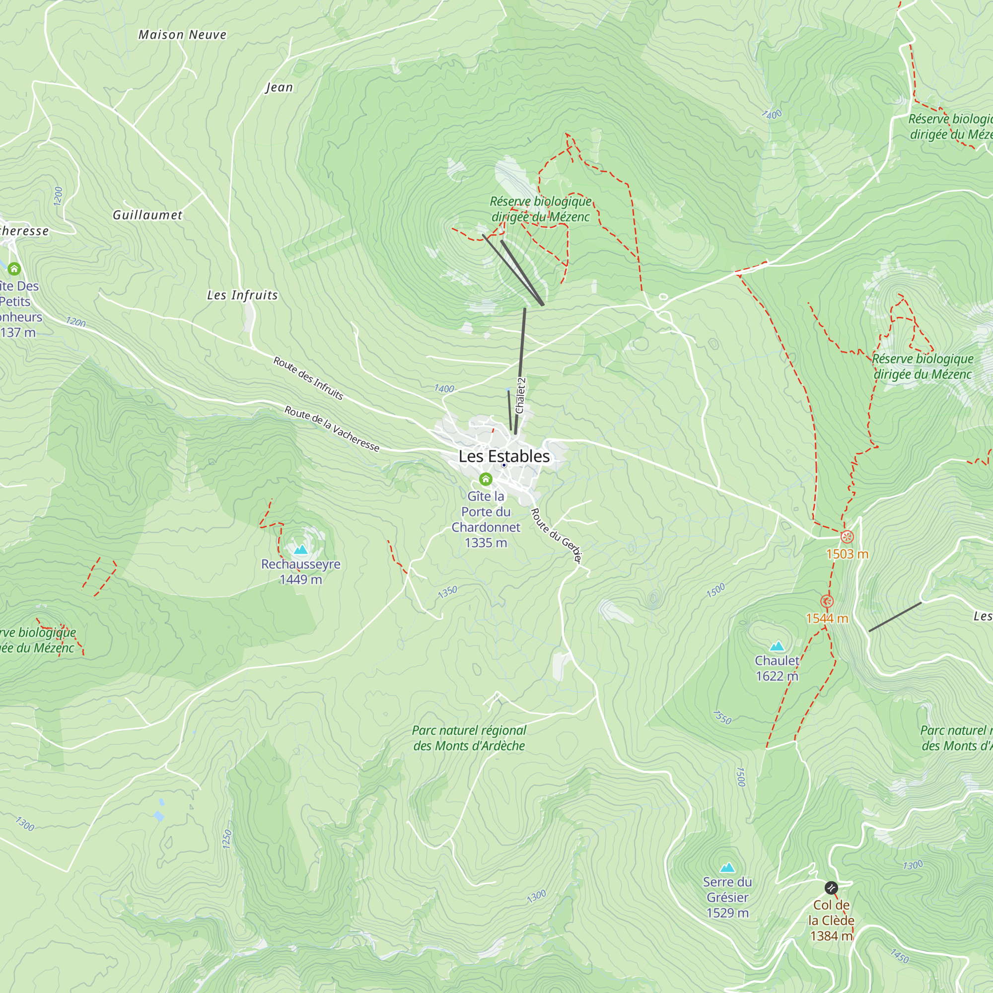 Gîte du Pradel map