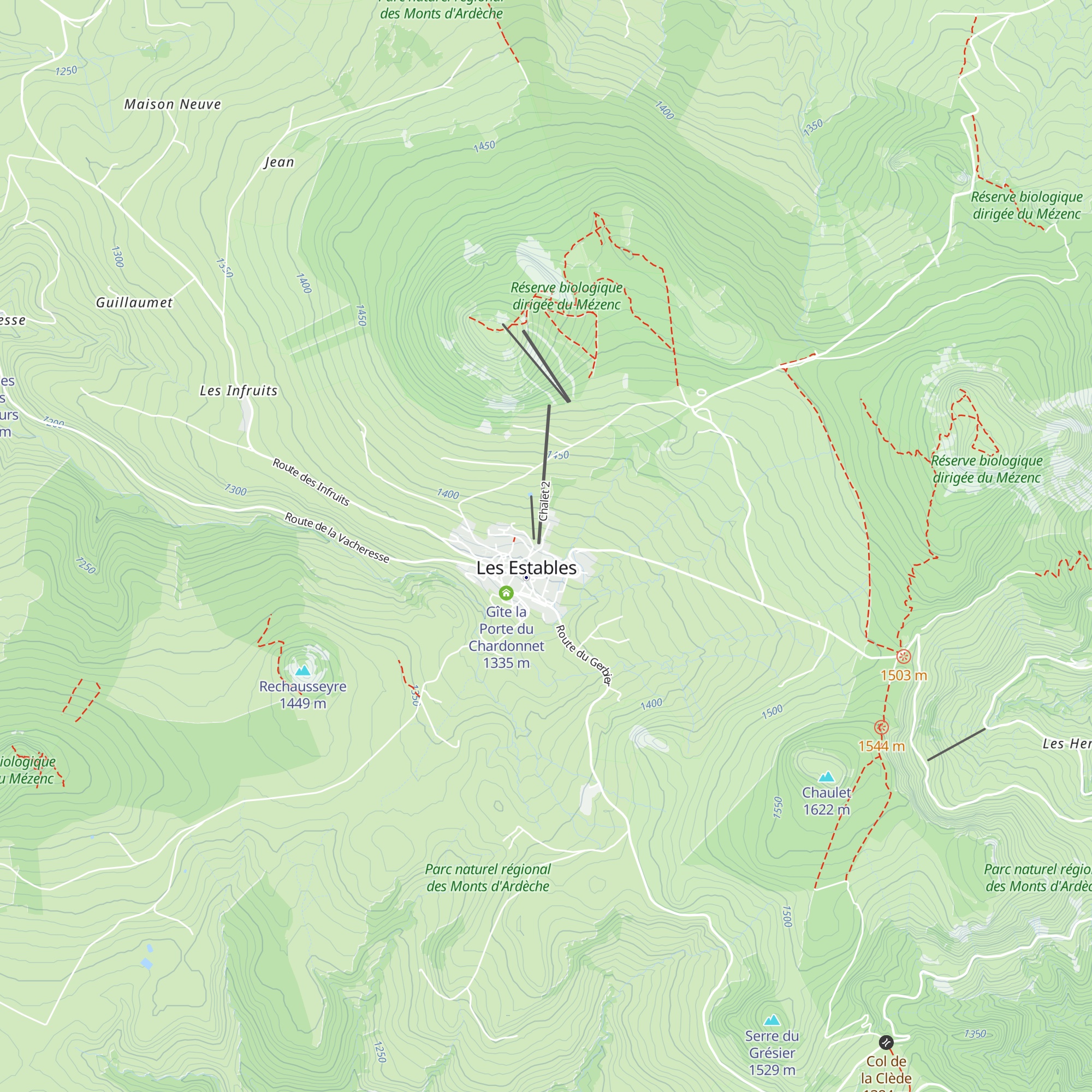 Gîte du Mézenc map
