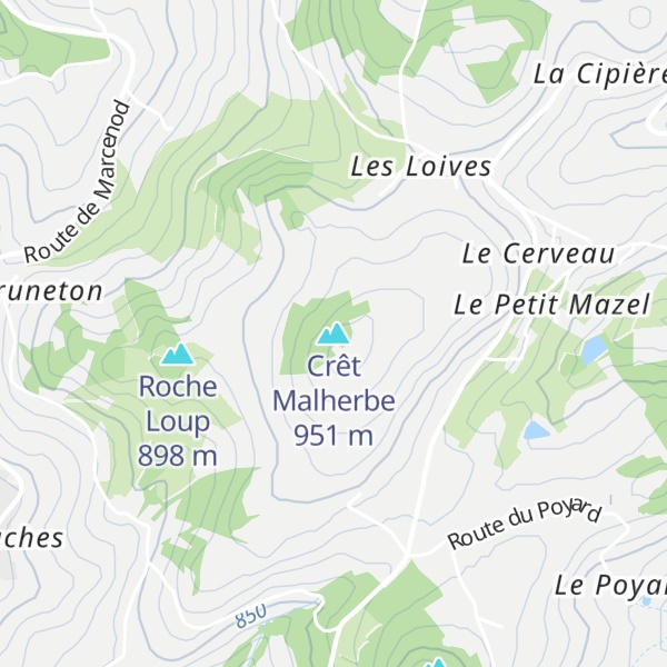 Map of Crêt Malherbe