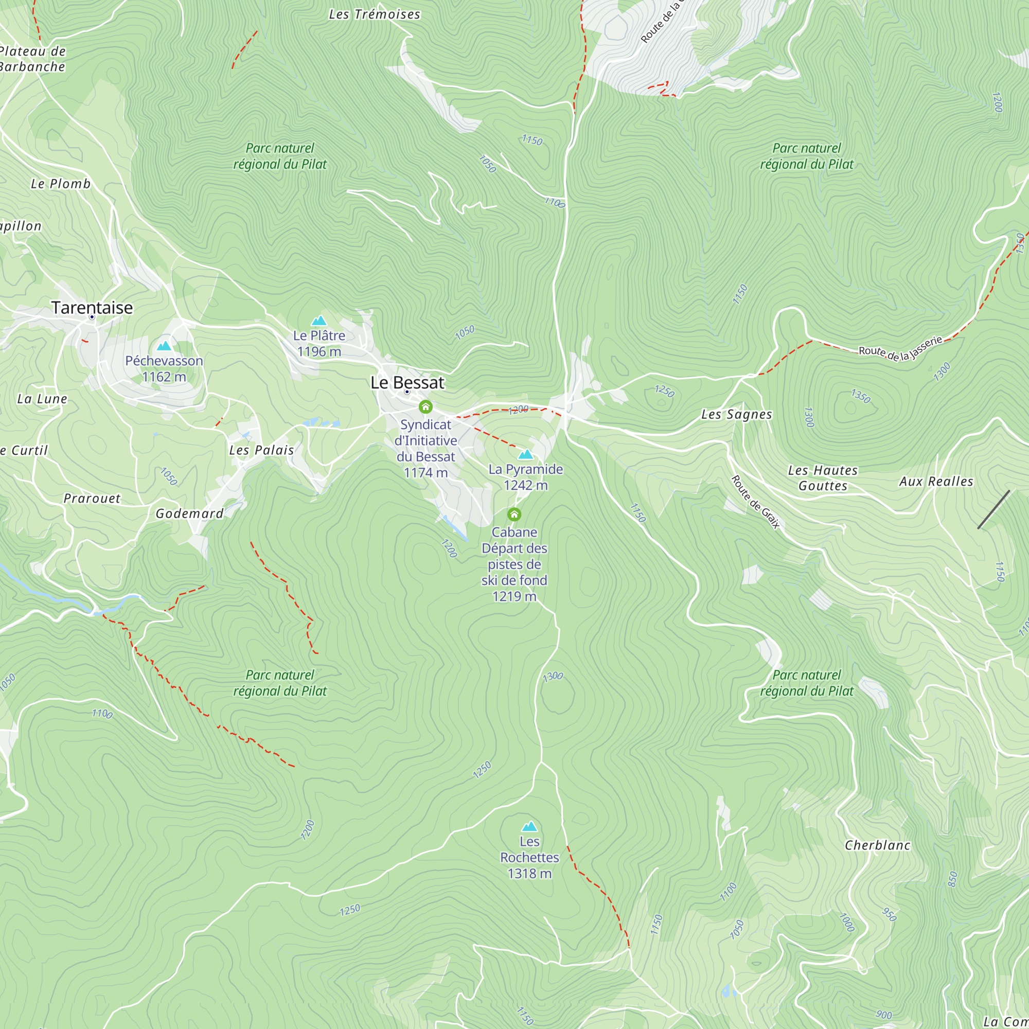 Cabane Départ des pistes de ski de fond map