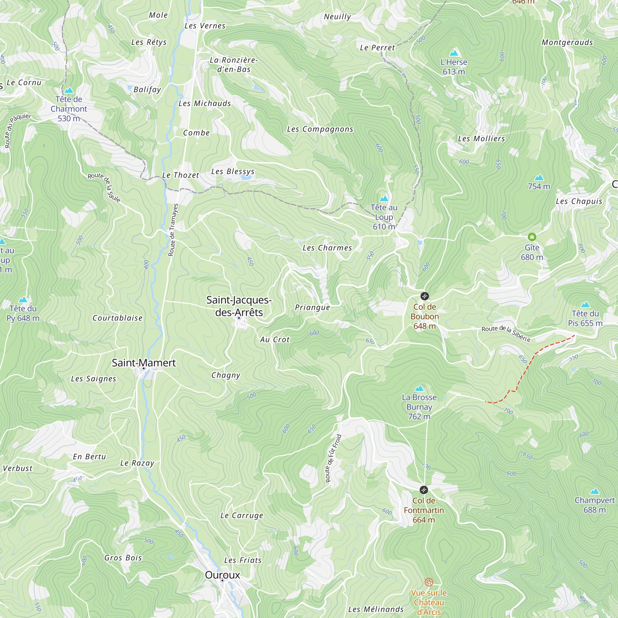 Gîte de Priangue map