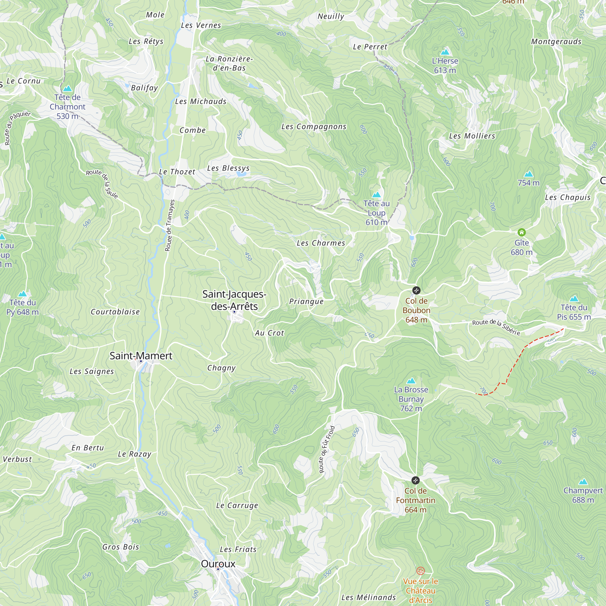 Gîte de Priangue map