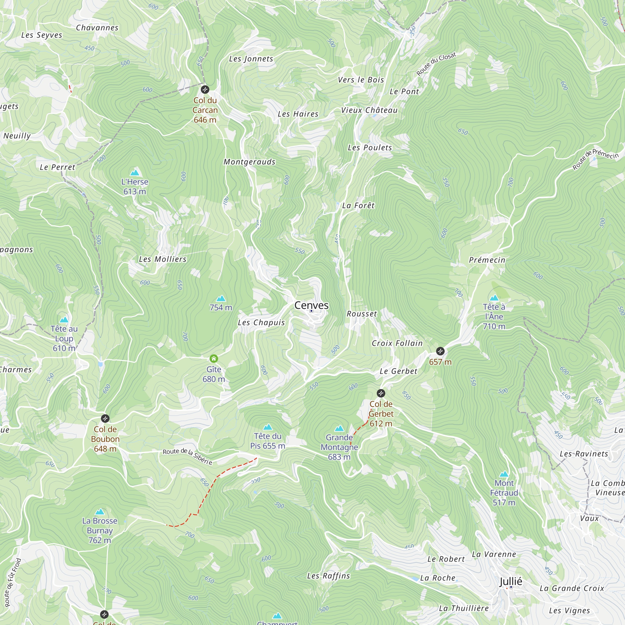 Gîte de groupe de Cenves map