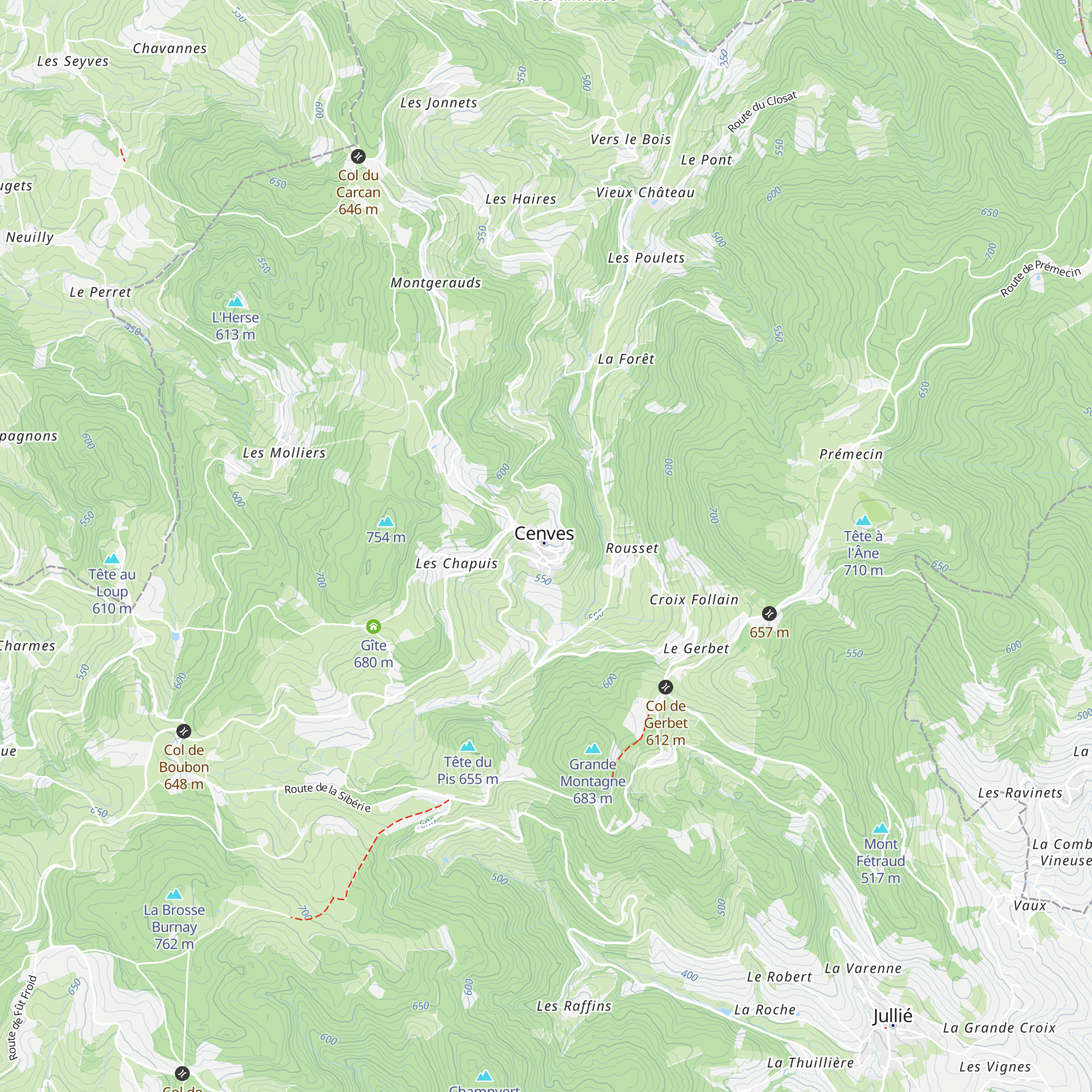 Gîte de groupe de Cenves map