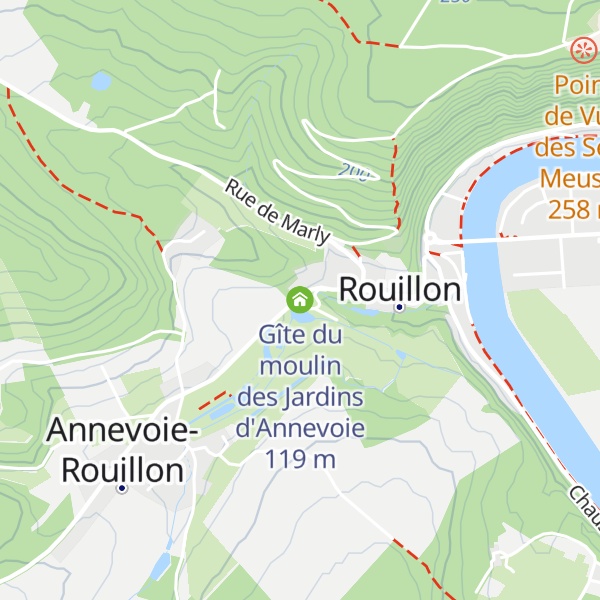 Map of Gîte du moulin des Jardins d'Annevoie