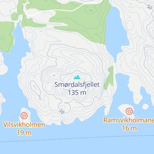 Map of Smørdalsfjellet