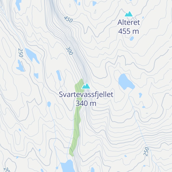 Map of Svartevassfjellet