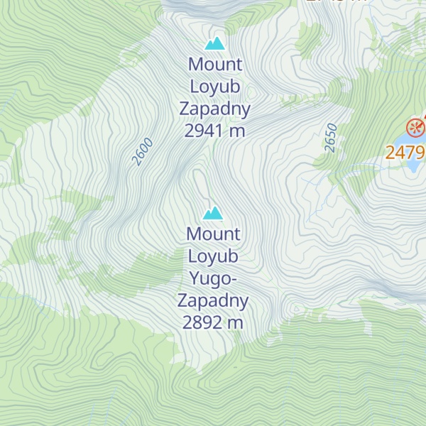 Map of Mount Loyub Yugo-Zapadny