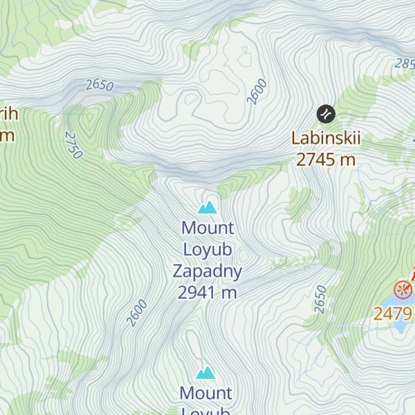 Map of Mount Loyub Zapadny