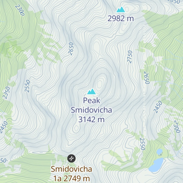 Map of Peak Smidovicha
