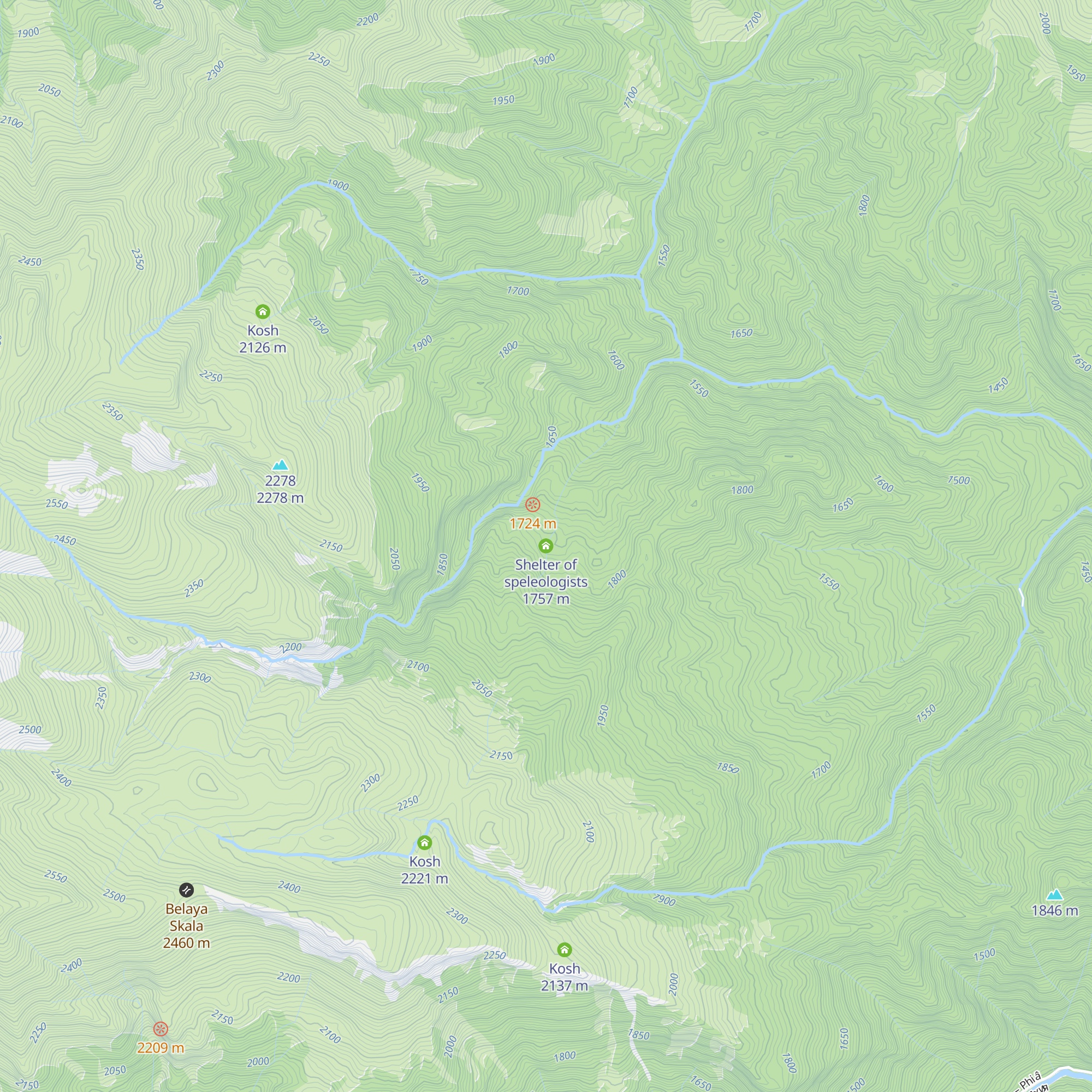 Shelter of speleologists map