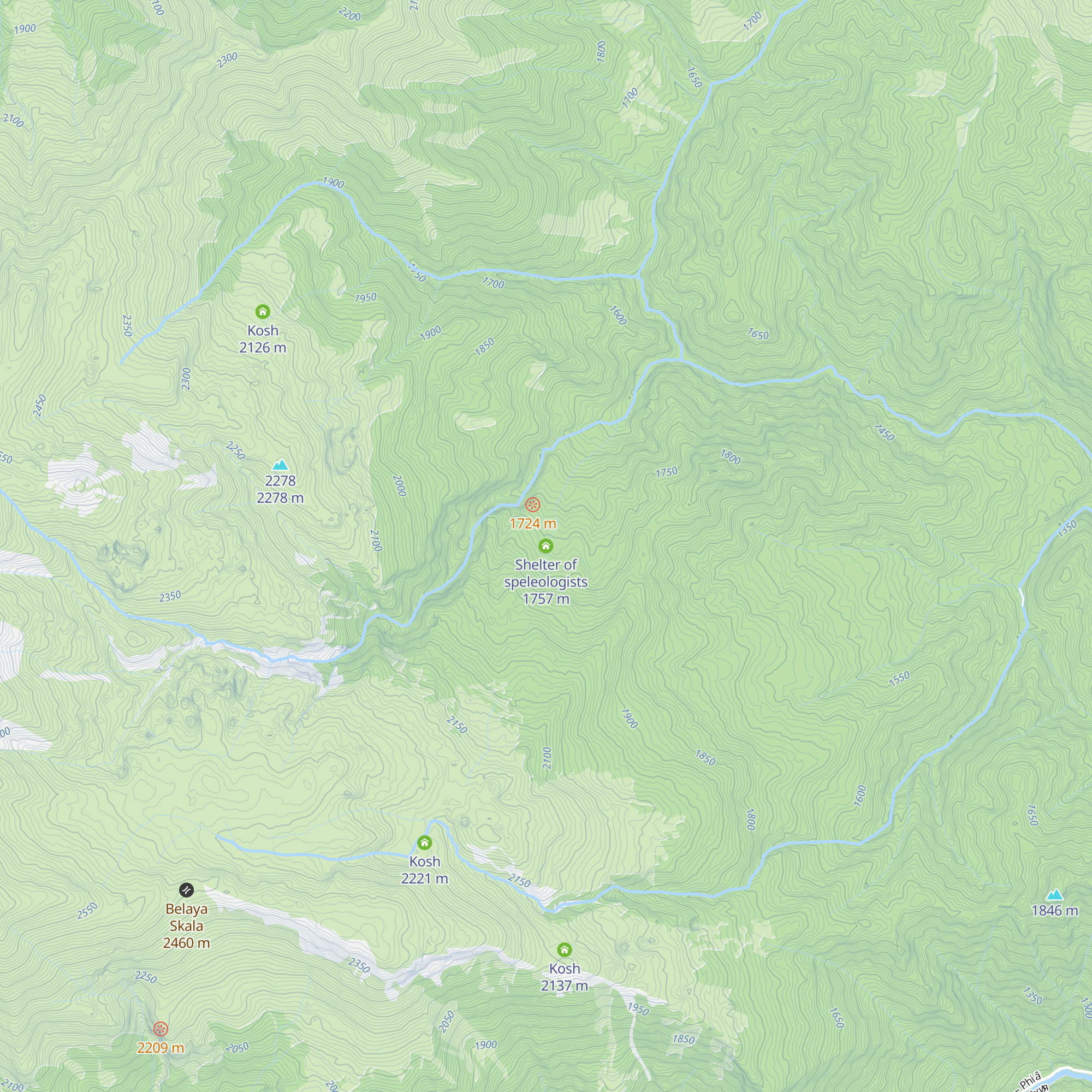 Shelter of speleologists map