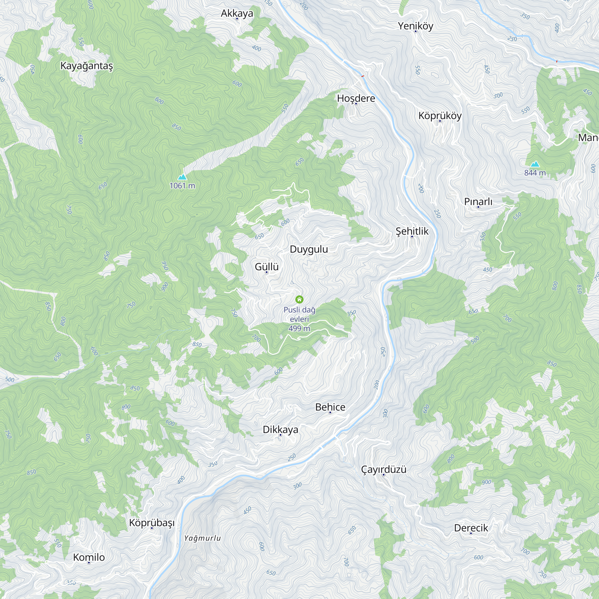 Pusli dağ evleri map