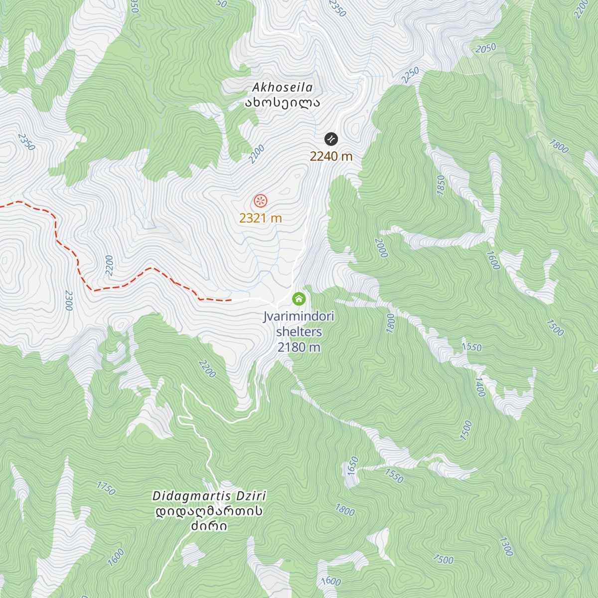 Jvarimindori shelters map