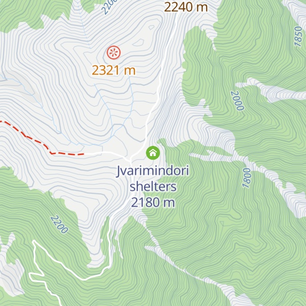 Map of Jvarimindori shelters