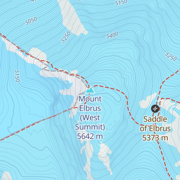 Map of Mount Elbrus (West Summit)