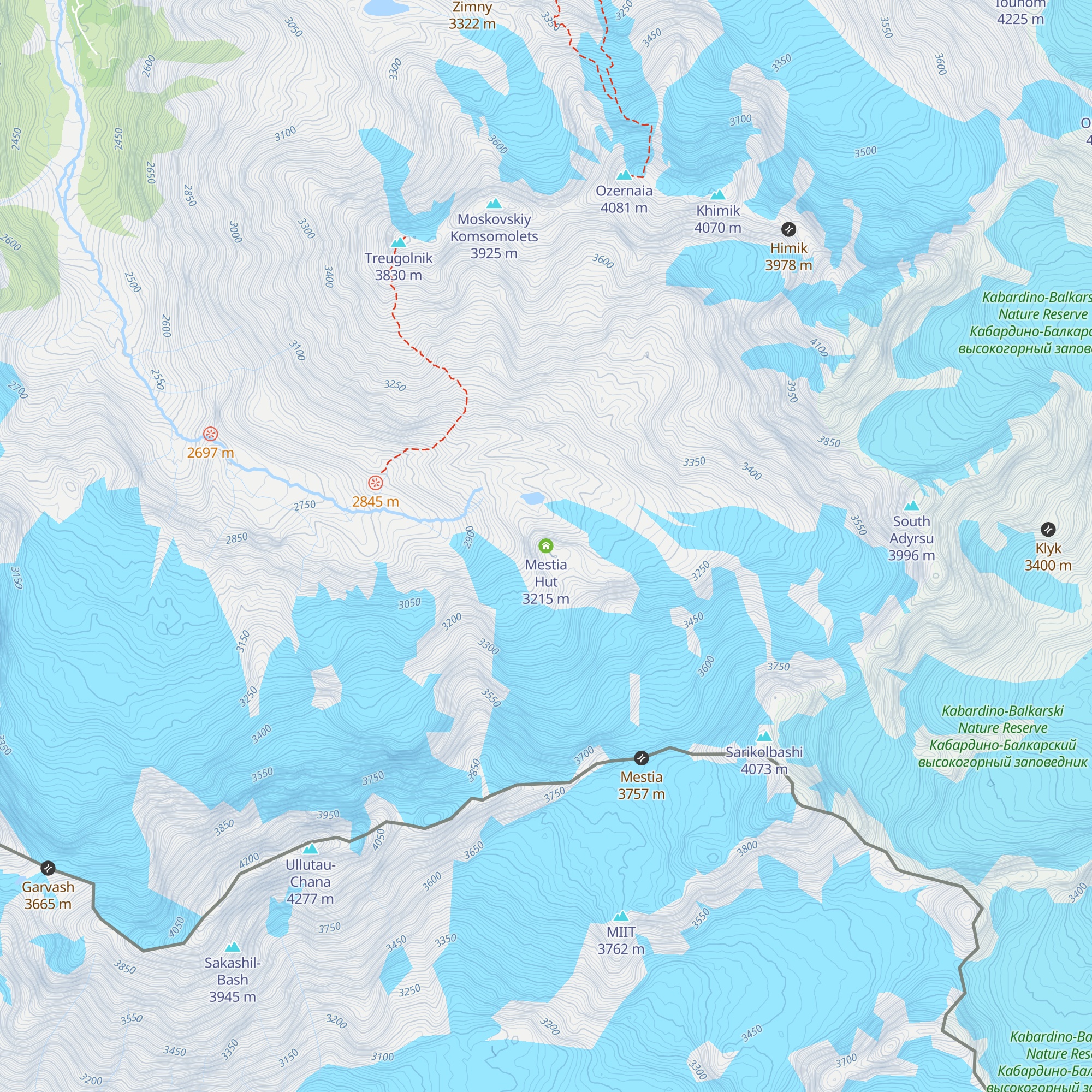 Mestia Hut map