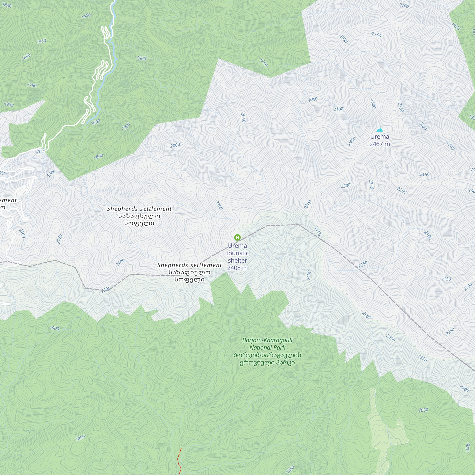 Urema touristic shelter map
