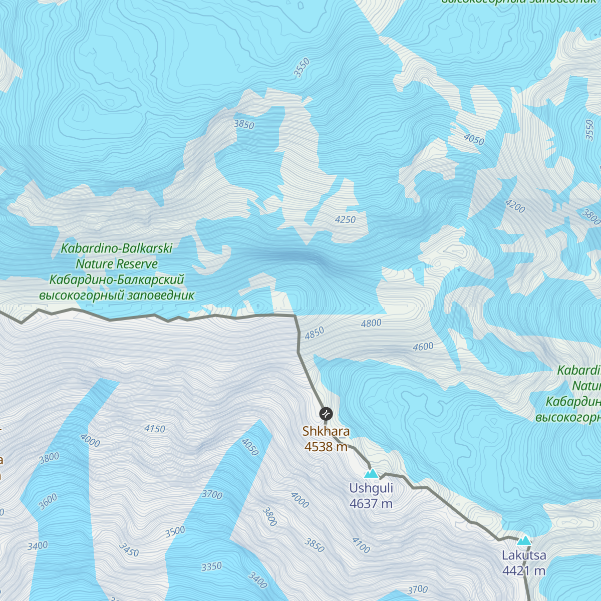 Shkhara Map Shkhara