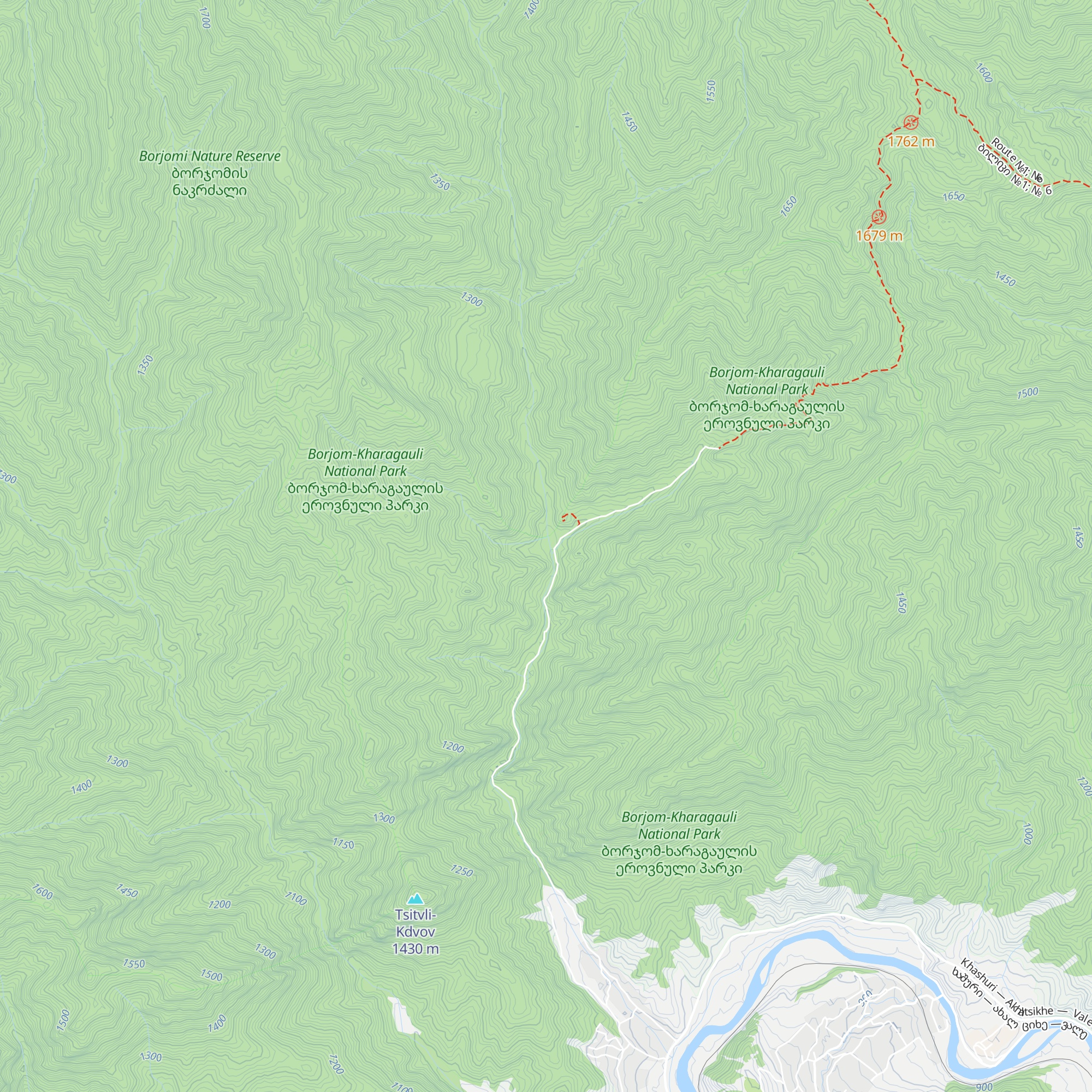 Kvabiskhevi touristic shelter map