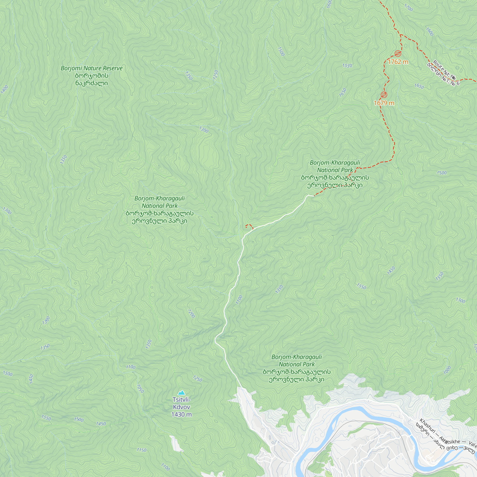 Kvabiskhevi touristic shelter map