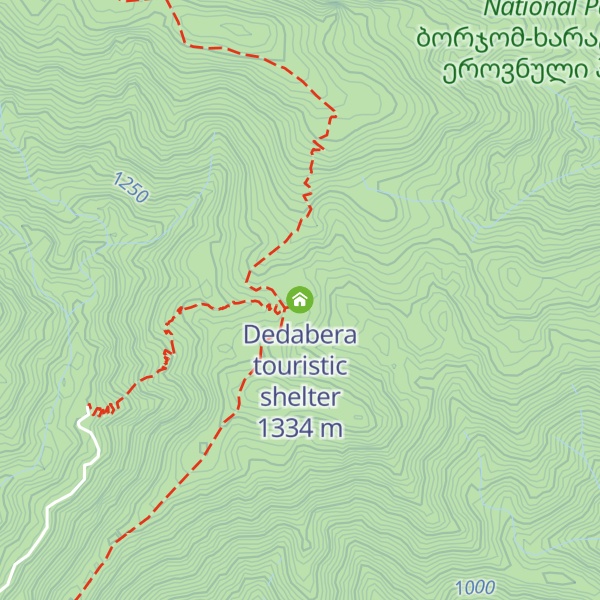 Map of Dedabera touristic shelter