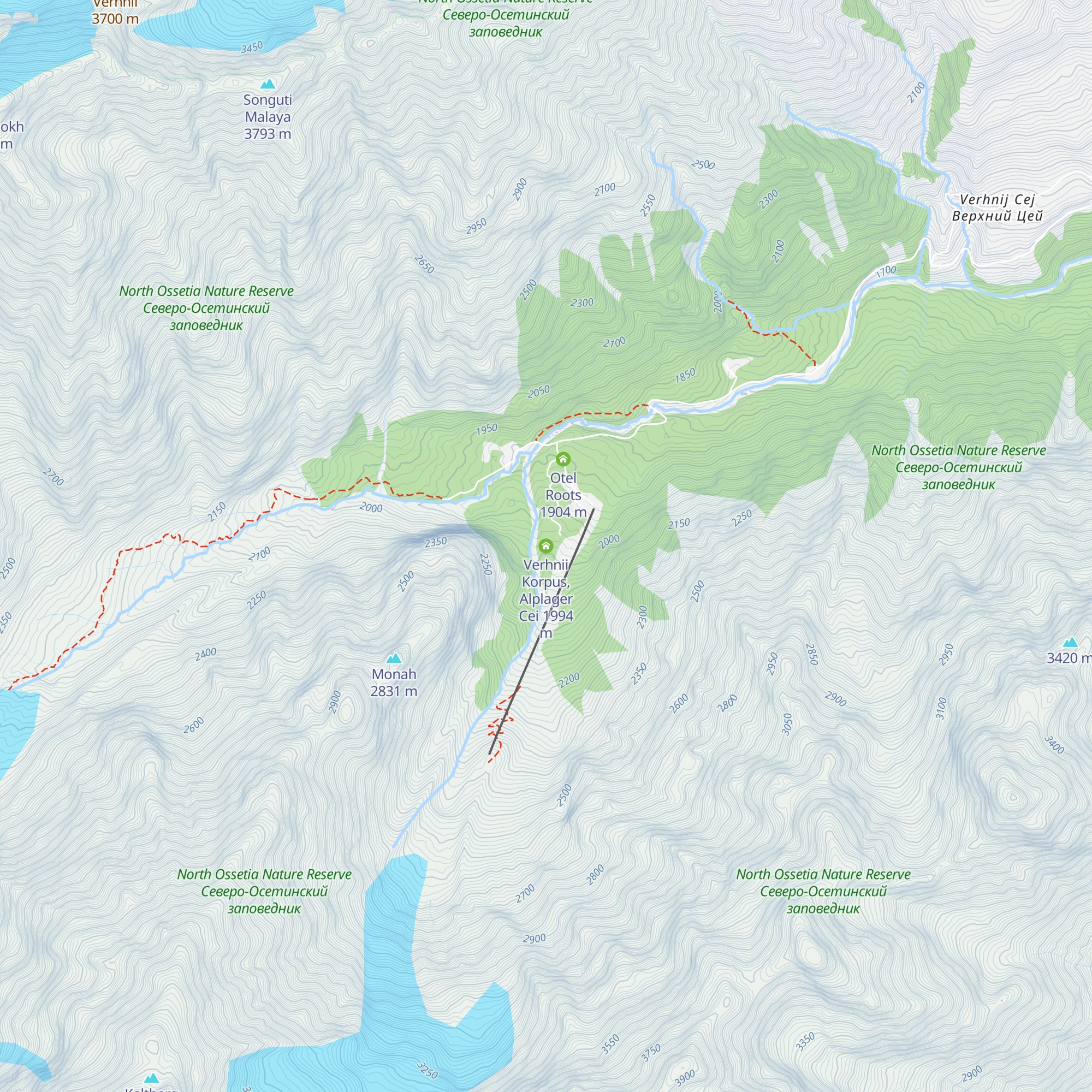 Verhnii Korpus, Alplager Cei map
