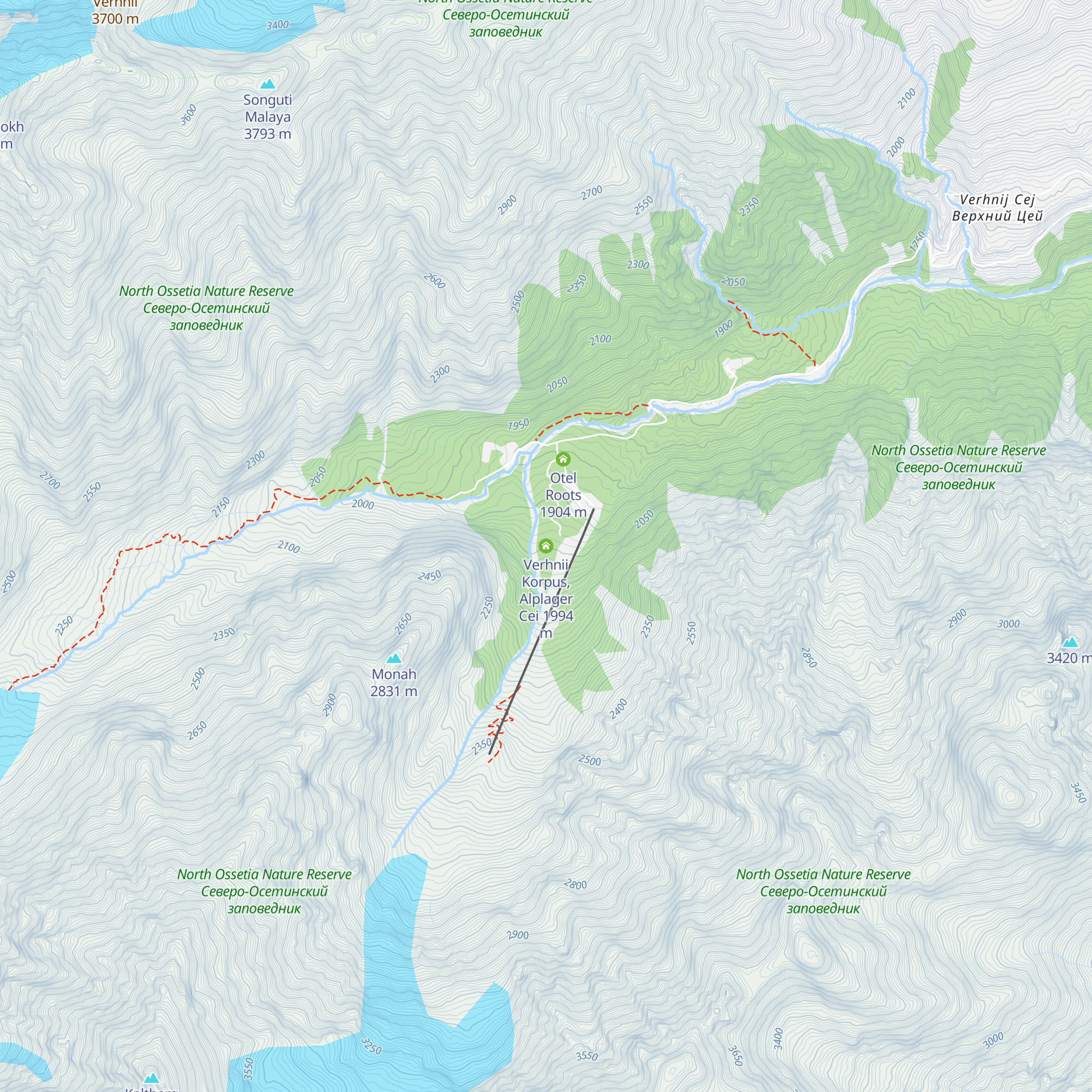 Verhnii Korpus, Alplager Cei map