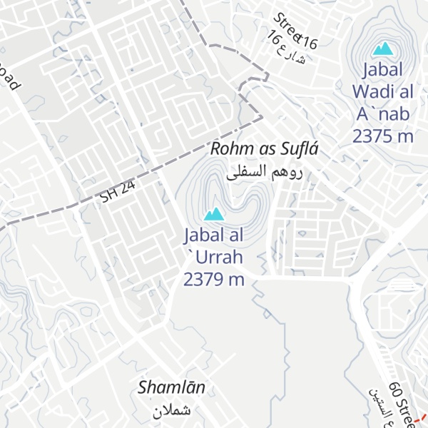 Map of Jabal al `Urrah