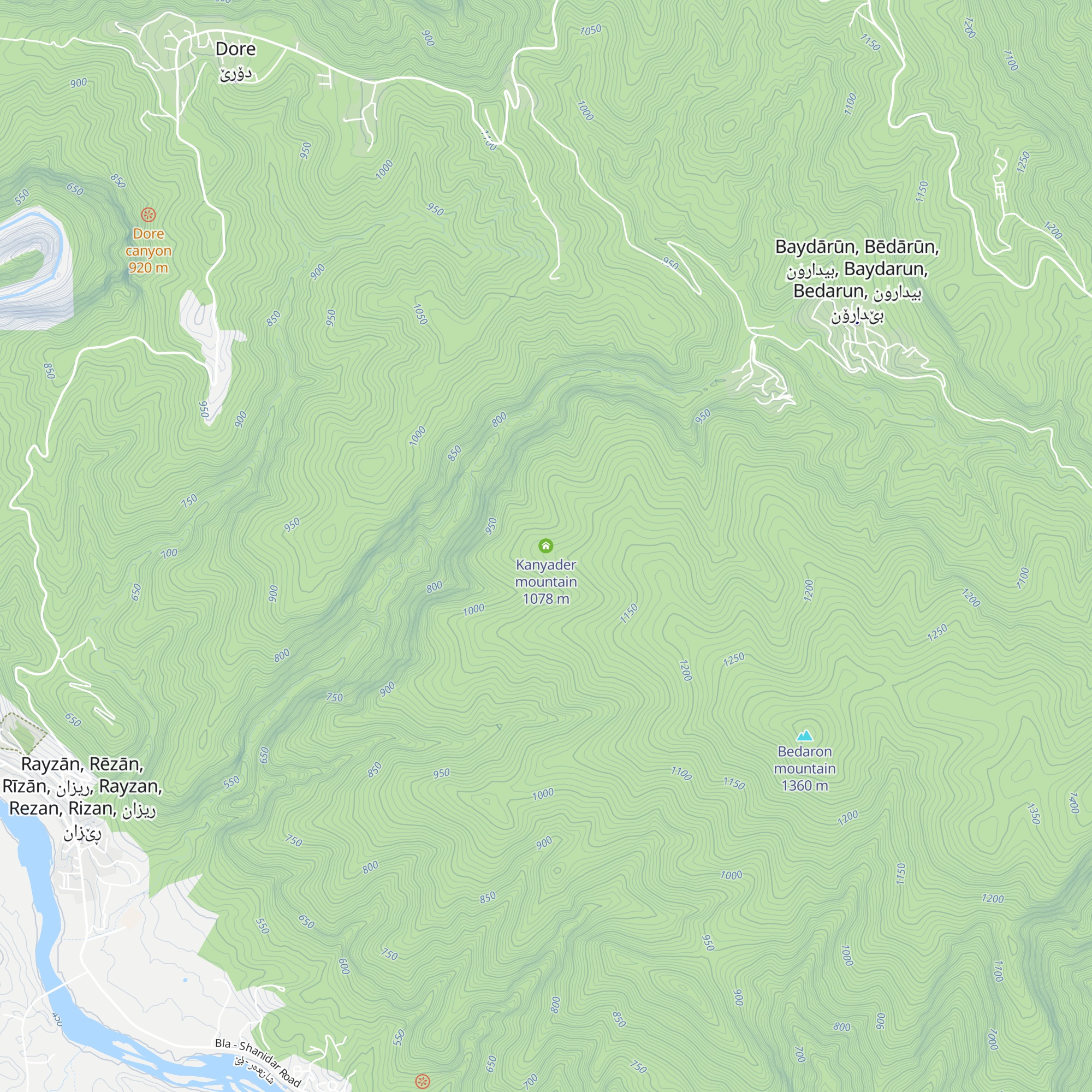 Kanyader mountain map