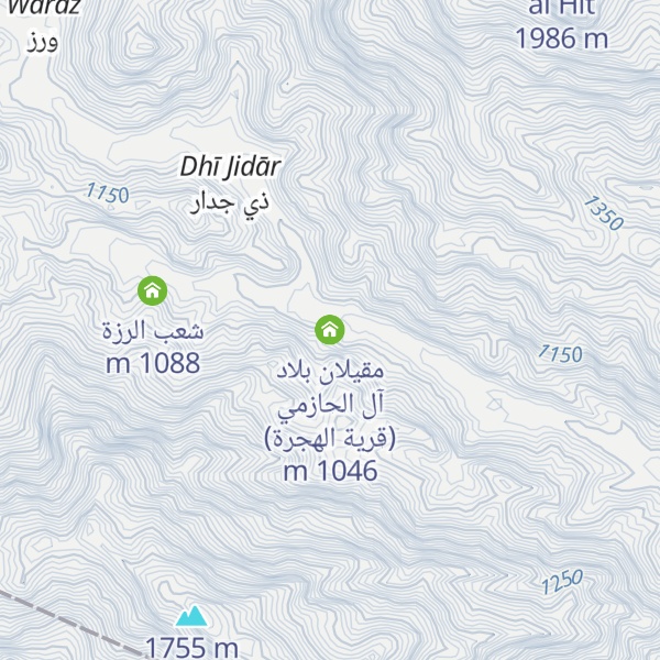 Map of مقيلان بلاد آل الحازمي (قرية الهجرة)
