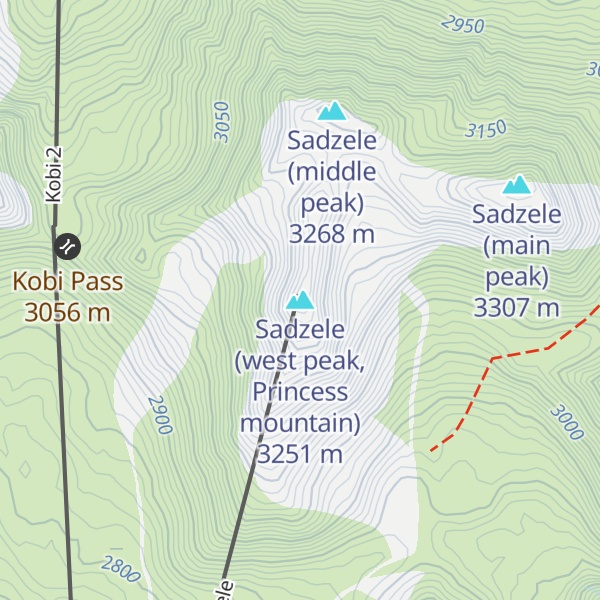 Map of Sadzele (west peak, Princess mountain)