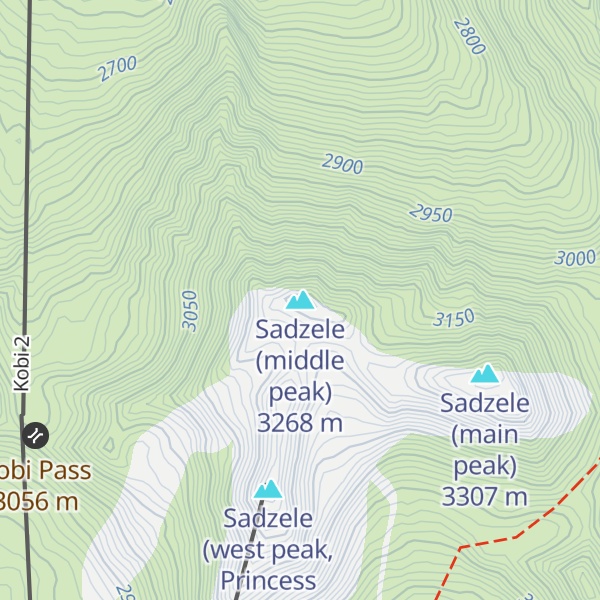 Map of Sadzele (middle peak)