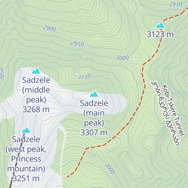 Map of Sadzele (main peak)